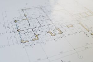 High-resolution close-up of an architectural floor plan showcasing design details.